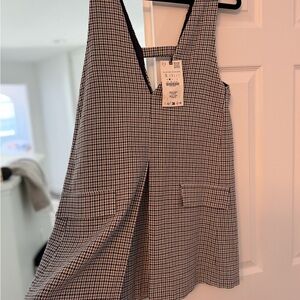 Houndstooth Pinafore Dress - Black & White